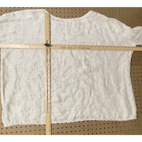 CP Shades Sibella Shirt Womens Medium Ivory Round Neck Top Linen Relaxed USA - Picture 6 of 9